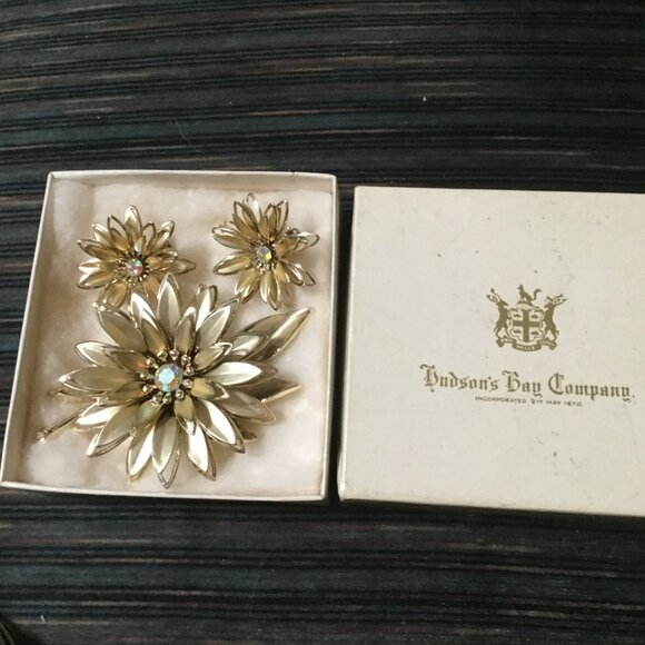 Lot of vintage brooches, clip on earrings and a couple necklaces different sizes - Picture 5 of 16